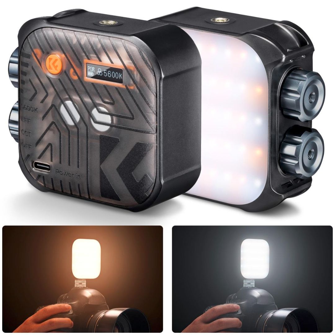 K&F Concept Bi-Color LED Video Light, 2000mAh 2500K-9900K, 15 Light Effects, Vlogging (Crni) KF34.035 - 1